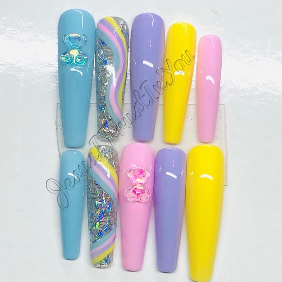 XXL BALLERINA BEARY CUTE PRESS ON NAILS - Picture 8 of 11
